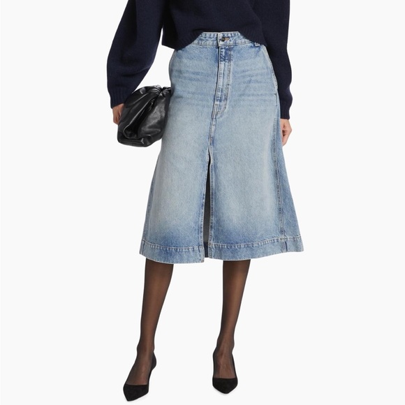 Khaite Charlene Denim Midi-Skirt - NWT - Picture 1 of 4